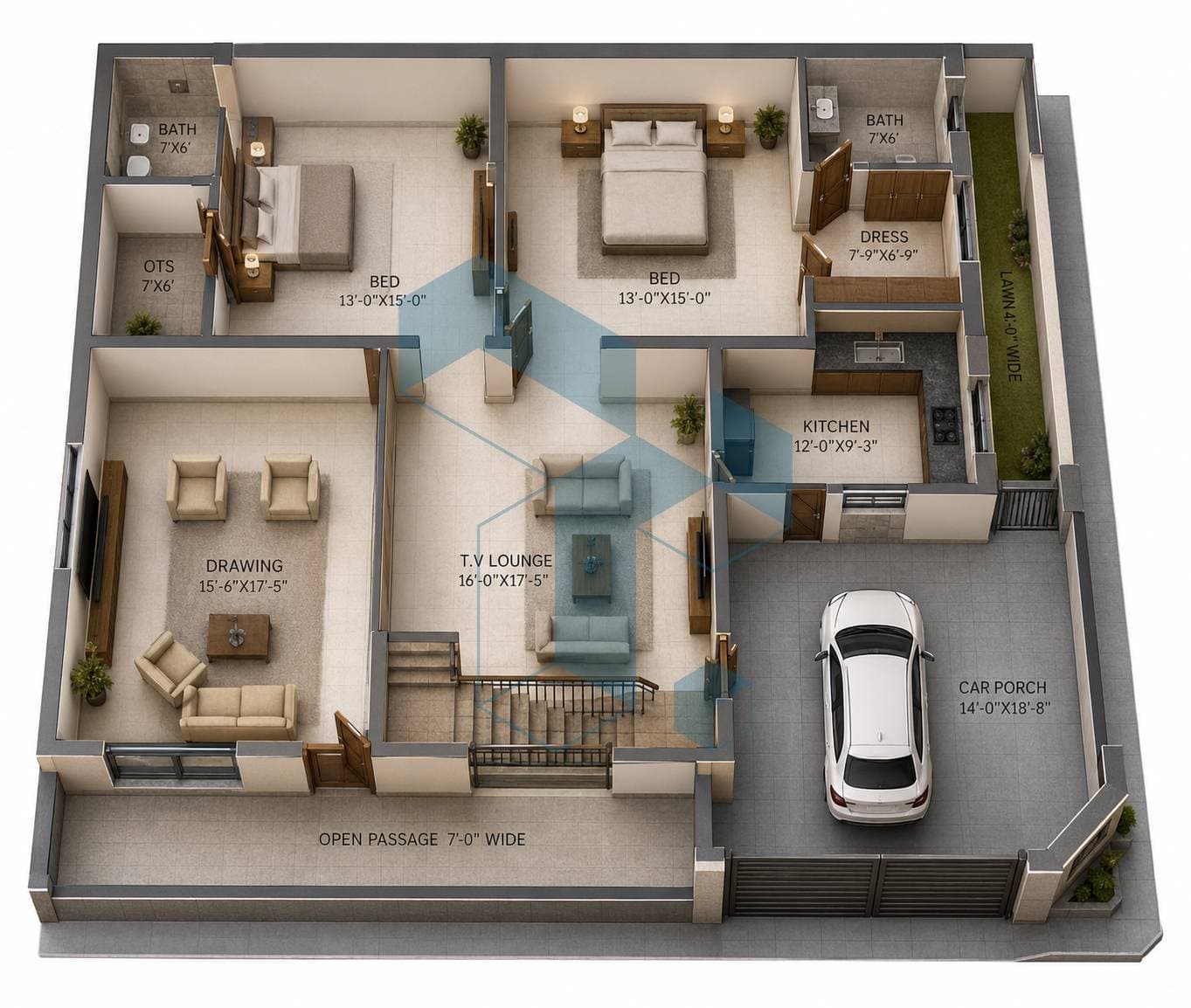 3d half cut plan