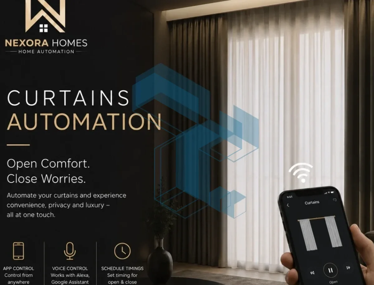 Transform your living space with Nexora Homes Smart Curtains Automation. Control your curtains with a single touch, voice command, or automated schedule — creating the perfect balance of luxury, privacy, and convenience. 🏡 Smart Living 📱 Mobile App Control 🎙️ Voice Assistant Compatible ⏰ Automated Scheduling 🛡️ 2 Years Replacement Warranty Because true luxury isn’t just beautiful — it’s intelligent. 📍 121 MB, DHA Phase 6, Lahore 📞 0323-4508739